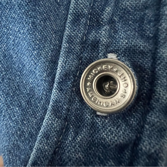 Vintage Disney Cotton Denim Button Shirt XXL Mickey Minnie Donald Embroidered - Picture 7 of 11